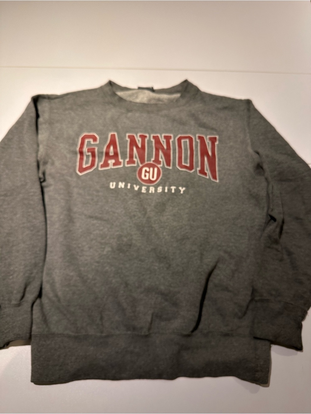 MV Sport Gray Crewneck Sweatshirt with Red GANNON University Logo